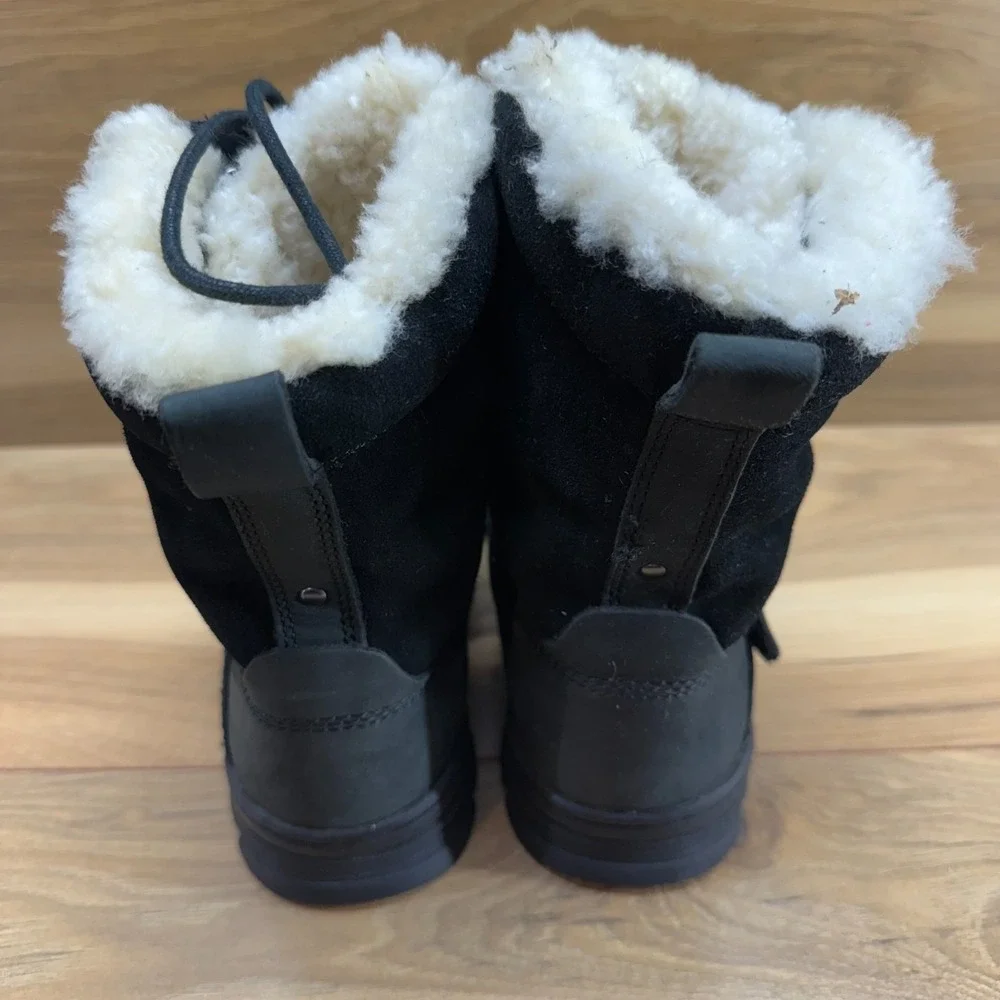 Polo Ralph Lauren Tavin‎ Shearling Boots Big Boys Size 4.5 Black Leather Suede